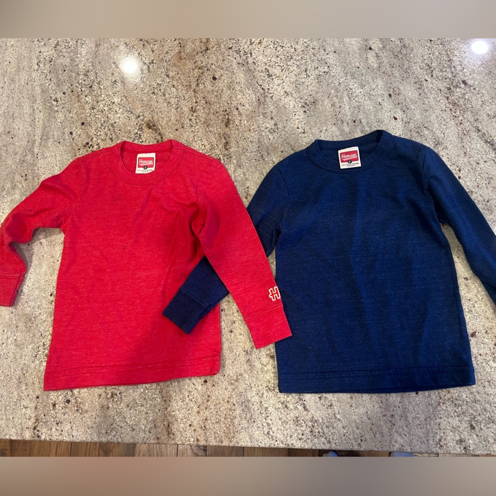 Red and Navy 2T Homage long sleeve shirts